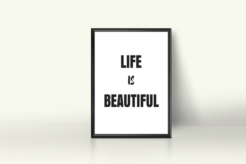 Life is Beautiful wall Art Typography Print Motivational Etsy