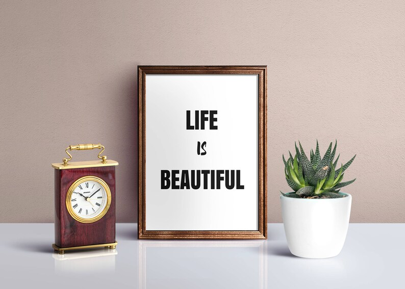 Life is beautiful Wall Art Typography print Motivational Etsy.de