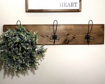 Farmhouse Towel Rack // Farmhouse Coat Rack // Wood Rack // Entryway Decor // Entryway Cost Rack // Rustic Rack with Hooks