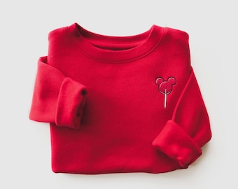Mickey Valentine's Day Sucker Embroidered Sweatshirt • Toddler, Kids + Adult Sizes • Disney Valentine • Family Matching Disney Outfit
