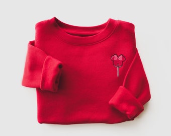 Minnie Valentine's Day Sucker Embroidered Sweatshirt • Toddler, Kids + Adult Sizes • Disney Valentine • Family Matching Disney Outfit