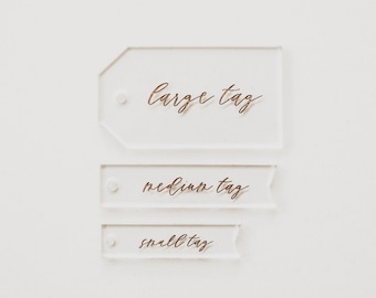Personalized Laser Engraved + Dark Gold Enamel Filled Gift Tags • Custom Place Cards • Table Place Setting Names • Gift + Present Wrap Tags
