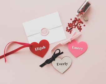 Valentine's Day Personalized Basket Marker • Custom Name Gift Tag • Valentine's Day Place Markers • Personalized Tags for Gifts and Events