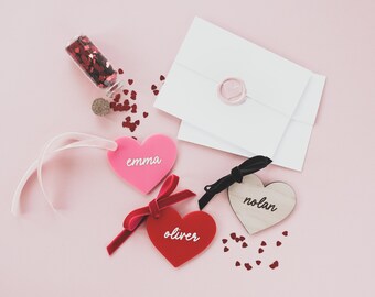 Valentine's Day Personalized Basket Marker • Custom Name Gift Tag • Valentine's Day Place Markers • Personalized Tags for Gifts and Events