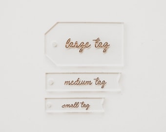 Personalized Laser Engraved + Dark Gold Enamel Filled Gift Tags • Custom Place Cards • Table Place Setting Names • Gift + Present Wrap Tags