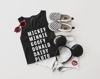 Camiseta sin mangas de Mickey y sus amigos, camisa de vacaciones de Disney a juego familiar, primer traje de viaje a Disney World, camisa de Disneyland para niños y adultos