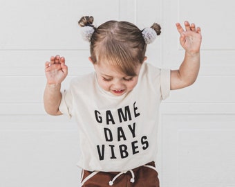 Game Day Vibes Tee, Football Shirt for Toddler and Kids, Family Matching Game Day Tees, Baby Football Season Outfit, Toddler Fall Clothing