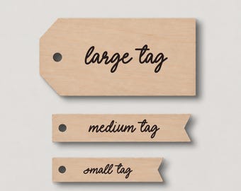 Personalized Laser Engraved Wood + Acrylic Gift Tags • Custom Place Cards • Table Place Setting Names • Gift + Present Wrap Tags