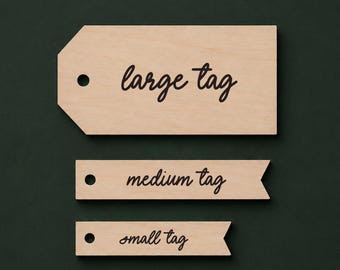 Personalized Christmas Gift Tags, Custom Script Engraved Name Tags, Holiday Wrapping Tags, Wood Gift Tags, Stocking Tags