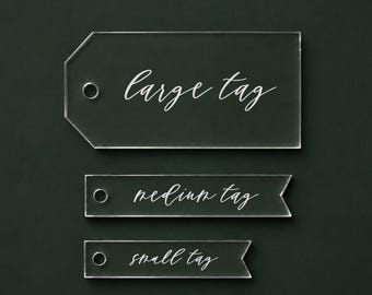Personalized Christmas Gift Tags, Custom Hand Letter Script Engraved Name Tags, Holiday Wrapping Tags, Acrylic Gift Tags, Stocking Tags