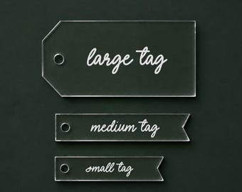 Personalized Christmas Gift Tags, Custom Script Engraved Name Tags, Holiday Wrapping Tags, Acrylic Gift Tags, Stocking Tags