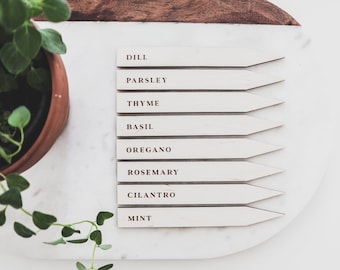 Marcador de plantas de hierbas y jardín personalizado • Estacas para plantas • Marcador de plantas de jardín de madera • Regalo de jardinería • Jardín de hierbas de interior • Accesorios para plantas