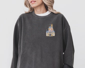 Cinderella's Castle Embroidered Disney Sweatshirt, Disney World Outfit, Embroidered Disneyland Castle, Disney Princess Sweatshirt for Women