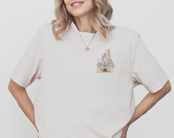 Cinderella's Castle Embroidered Disney Shirt, Family Matching Disney Vacation Tee, Disney World Outfit, Disneyland Shirt for Kids and Adults