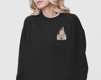 Cinderella's Castle Embroidered Disney Sweatshirt, Disney World Outfit, Embroidered Disneyland Castle, Disney Princess Sweatshirt for Women