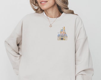 Cinderella's Castle Embroidered Disney Sweatshirt, Disney World Outfit, Embroidered Disneyland Castle, Disney Princess Sweatshirt for Women