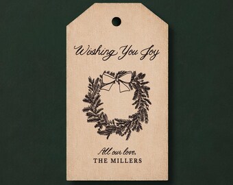 Personalized Christmas Gift Tags, Engraved Wood Gift Tags, Custom Holiday Message Tags, Family Name Tags, Christmas Wrapping Tags