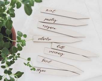 Customized Garden + Herb Plant Marker • Plant Stakes • Wood Garden Plant Marker • Gardening Gift • Indoor Herb Garden • Plant Accessories