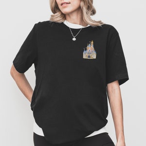 Cinderella&#39;s Castle Embroidered Disney Shirt, Family Matching Disney Vacation Tee, Disney World Outfit, Disneyland Shirt for Kids and Adults