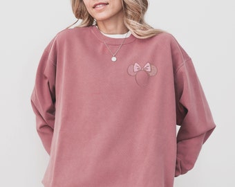 Minnie Ears Embroidered Disney Sweatshirt, Disney World Outfit for Women, Embroidered Disneyland Sweatshirt, Disney Vacation Sweatshirt