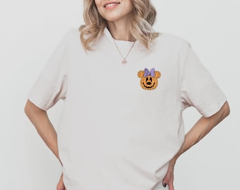 Minnie Pumpkin Embroidered Disney Halloween Shirt, Family Matching Disney Tee, Disney World Trip Outfit, Disneyland Tee for Toddler and Kids