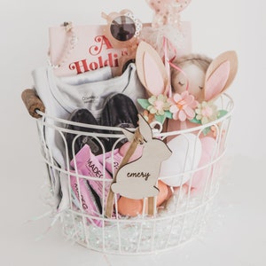 Easter Bunny Personalized Basket Marker Custom Name Gift Tag Easter Place Markers Personalized Tags for Gifts and Events image 1