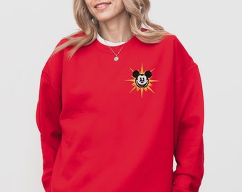 Vintage Mickey Embroidered Disney Sweatshirt, Disney World Outfit, Family Matching Disneyland Sweatshirt for Toddler, Kids, Adult