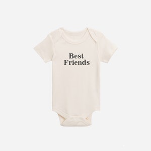 Best Friends Organic Baby Bodysuit Pregnancy Announcement Custom Newborn Gift Gender Neutral Baby Clothes Baby Shower Gift image 1