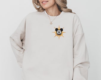 Vintage Mickey Embroidered Disney Sweatshirt, Disney World Outfit, Family Matching Disneyland Sweatshirt for Toddler, Kids, Adult