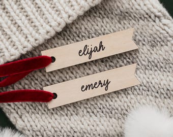 Personalized Slim Stocking Tag • Custom Wood Stocking Name Tag • Personalized Christmas Decorations • Name for Stocking • Holiday Decor