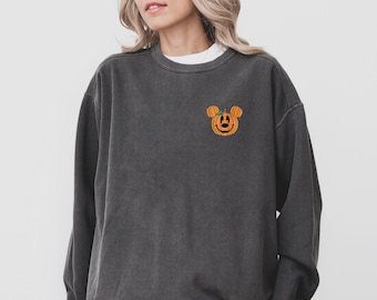 Mickey Pumpkin Embroidered Halloween Disney Sweatshirt, Fall Disney World Outfit, Embroidered Disneyland Premium Halloween Unisex Sweatshirt