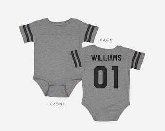 Custom Sport Jersey Baby Bodysuit • Pregnancy Announcement • Football Sports Baby Gift • Gender Neutral Baby Clothes • Game Day Outfit