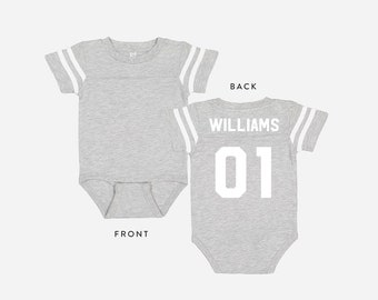 Custom Sport Jersey Baby Bodysuit • Pregnancy Announcement • Football Sports Baby Gift • Gender Neutral Baby Clothes • Game Day Outfit