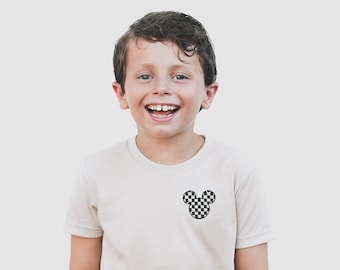 Checker Mickey Embroidered Disney Shirt, Family Matching Disney Vacation Tee, Disney World Outfit, Disneyland Shirt for Toddler, Kid, Adult