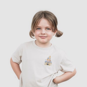 Cinderella&#39;s Castle Embroidered Disney Shirt, Family Matching Disney Vacation Tee, Disney World Outfit, Disneyland Shirt for Kids and Adults