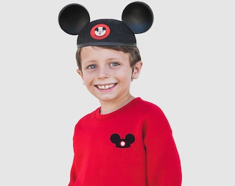 Mickey Ears Hat Embroidered Disney Sweatshirt, Family Matching Disney World Trip Outfit, Disneyland Sweatshirt for Toddlers, Kids and Adults