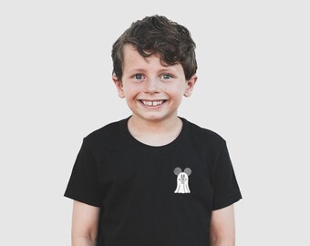 Mickey Ghost Embroidered Disney Halloween Shirt, Family Matching Disney Tees, Disney World Trip Outfit, Disneyland Tee for Toddler and Kids