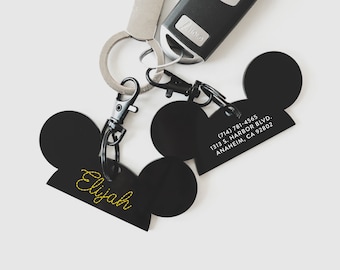 Personalized Mickey Keychain, Custom Disney Luggage Tag, Mickey Birthday Party Favor, Disney World Stroller Tag, Disneyland Diaper Bag Tag