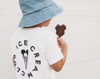 Camiseta Mickey Ice Cream Club, camiseta de vacaciones de Disney a juego familiar, primer traje de viaje a Disney World, camiseta de Disneyland para bebés, niños pequeños y niños