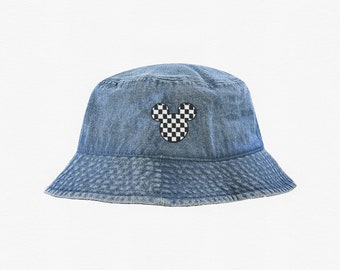 Checkered Mickey Embroidered Bucket Hat • Disney Bucket Hat • 90's