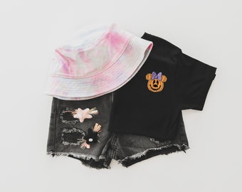 Minnie Pumpkin Embroidered Disney Halloween Shirt, Family Matching Disney Tee, Disney World Trip Outfit, Disneyland Tee for Toddler and Kids