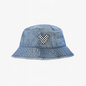 Bob en denim brodé Mickey à carreaux, Bob Mickey Disneyland, chapeau des années 90, chapeau familial assorti Disney World, tailles enfant et adulte