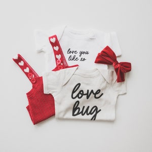 Love Bug Baby Bodysuit Baby Shower Gift Baby Reveal Baby Valentine's Day Outfit First Valentine's Day Matching Sibling Tees image 2