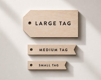 Personalized Laser Engraved Wood + Acrylic Gift Tags • Custom Place Cards • Table Place Setting Names • Gift + Present Wrap Tags