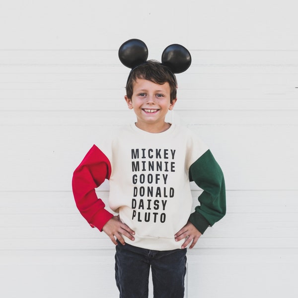 Mickey Colorblock Sweatshirt, Christmas Disney Vacation Outfit, First Disney World Trip, Disneyland Shirt for Baby, Toddler and Kids