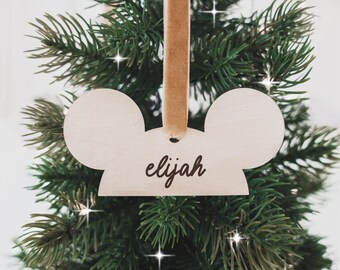 Personalized Mickey Ears Christmas Ornament • Custom Christmas Ornament • Disney Christmas • Mickey Holiday Gift