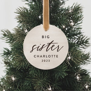 Big Sister Personalized Baby Announcement Ornament • Personalized Holiday Ornament • Custom Christmas Gift