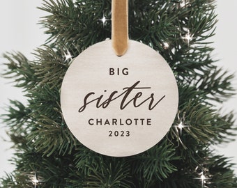 Big Sister Personalized Baby Announcement Ornament • Personalized Holiday Ornament • Custom Christmas Gift