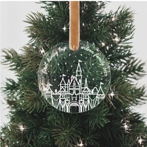 Sleeping Beauty's Castle First Disney Trip Personalized Christmas Ornament • First Disneyland Trip Custom Ornament • Disney Vacation