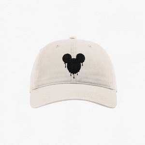 Drippy Mickey Embroidered Disney Hat, Disneyland Dad Hat, Disney World Trip Mouse Ear Hat, Unisex Disney Vacation Baseball Cap for Adults